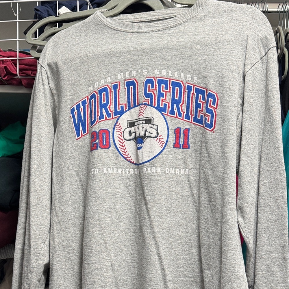 Champion Gray Long Sleeve Tee with World Series Graphic